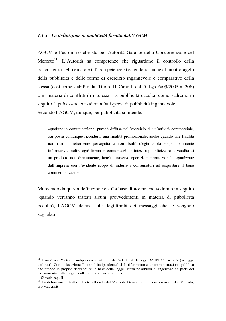 Anteprima della tesi: La repressione della pubblicità occulta, il caso Grazia firmato Armani, Pagina 4