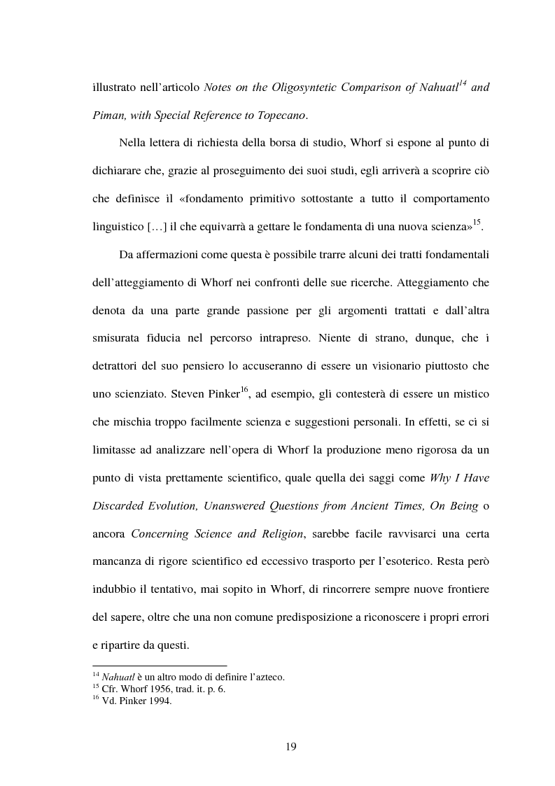 Anteprima della tesi: La relatività linguistica nella prospettiva di E. Sapir e B. l. Whorf, Pagina 14