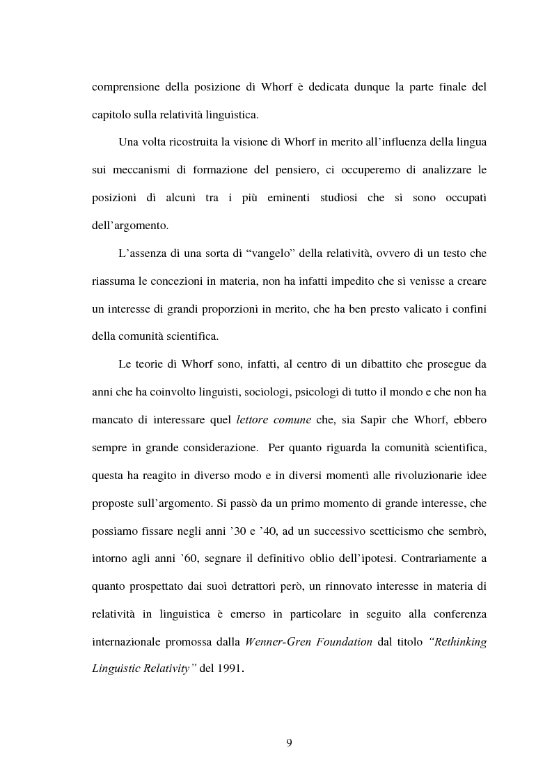 Anteprima della tesi: La relatività linguistica nella prospettiva di E. Sapir e B. l. Whorf, Pagina 4