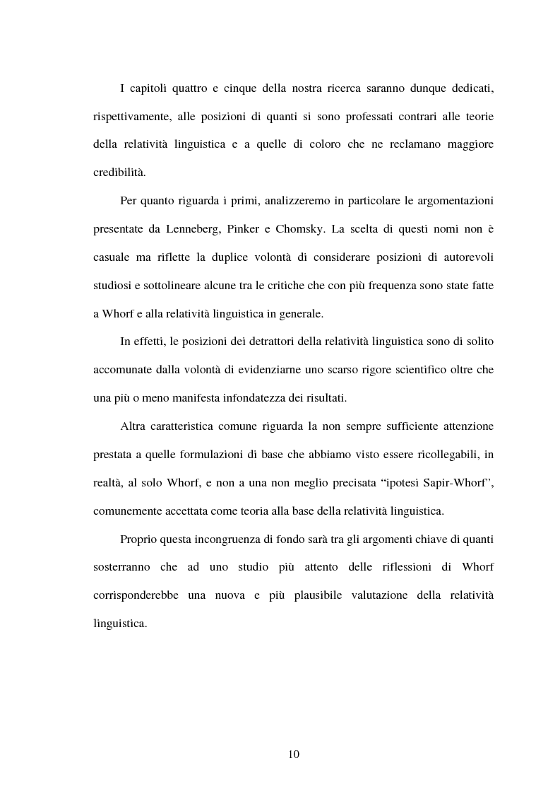 Anteprima della tesi: La relatività linguistica nella prospettiva di E. Sapir e B. l. Whorf, Pagina 5