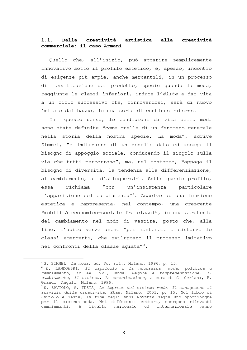 Anteprima della tesi: Il caso Armani. Stilista e imprenditore., Pagina 5