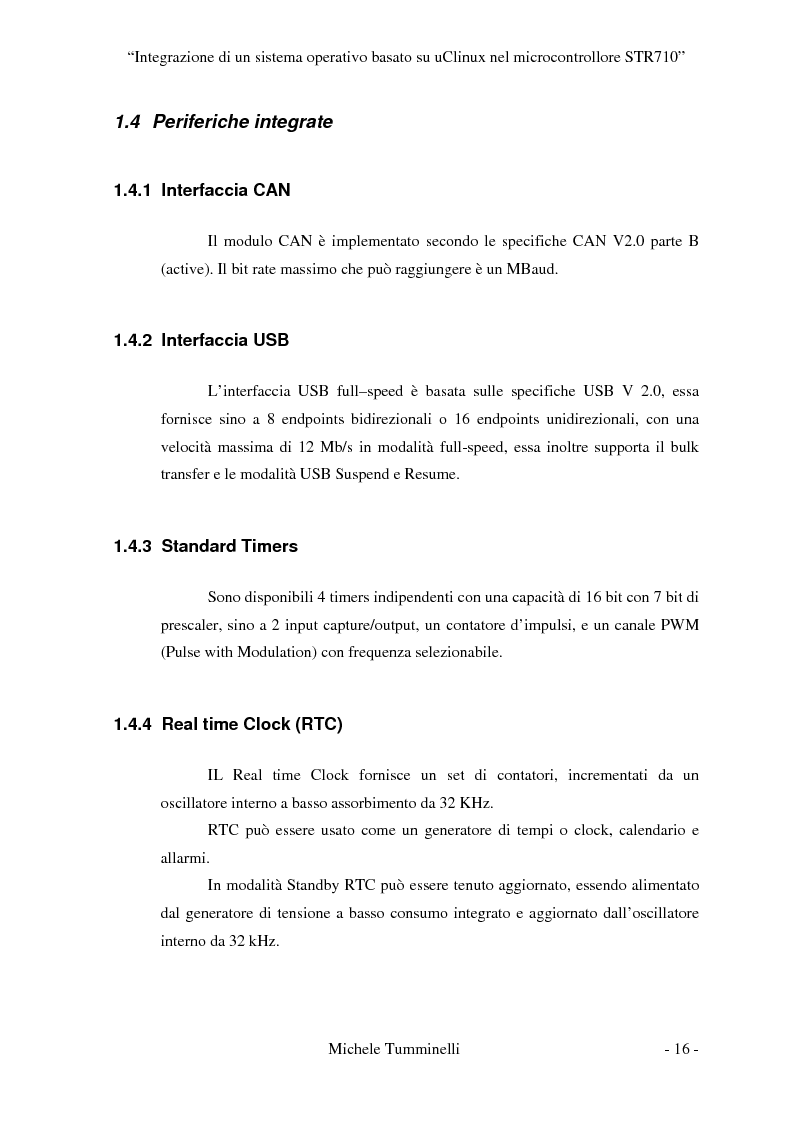 Anteprima della tesi: Integrazione di un sistema operativo basato su μClinux nel microcontrollore STR710, Pagina 11