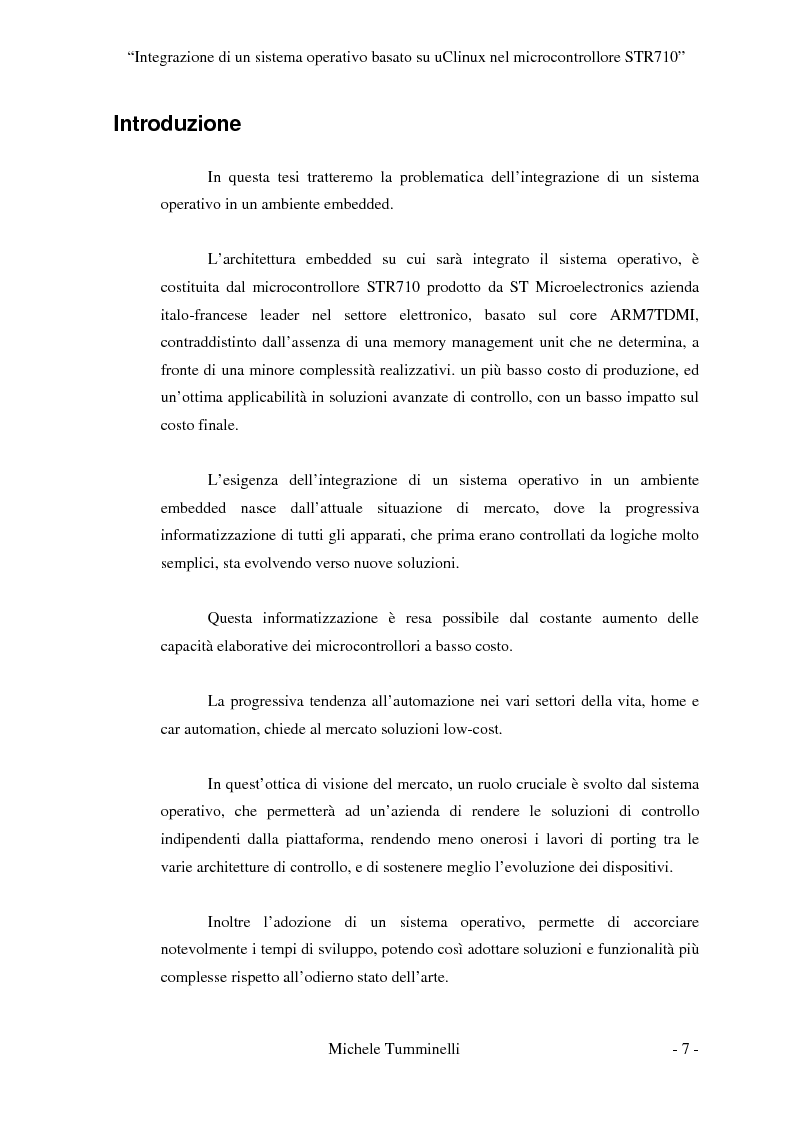 Anteprima della tesi: Integrazione di un sistema operativo basato su μClinux nel microcontrollore STR710, Pagina 2
