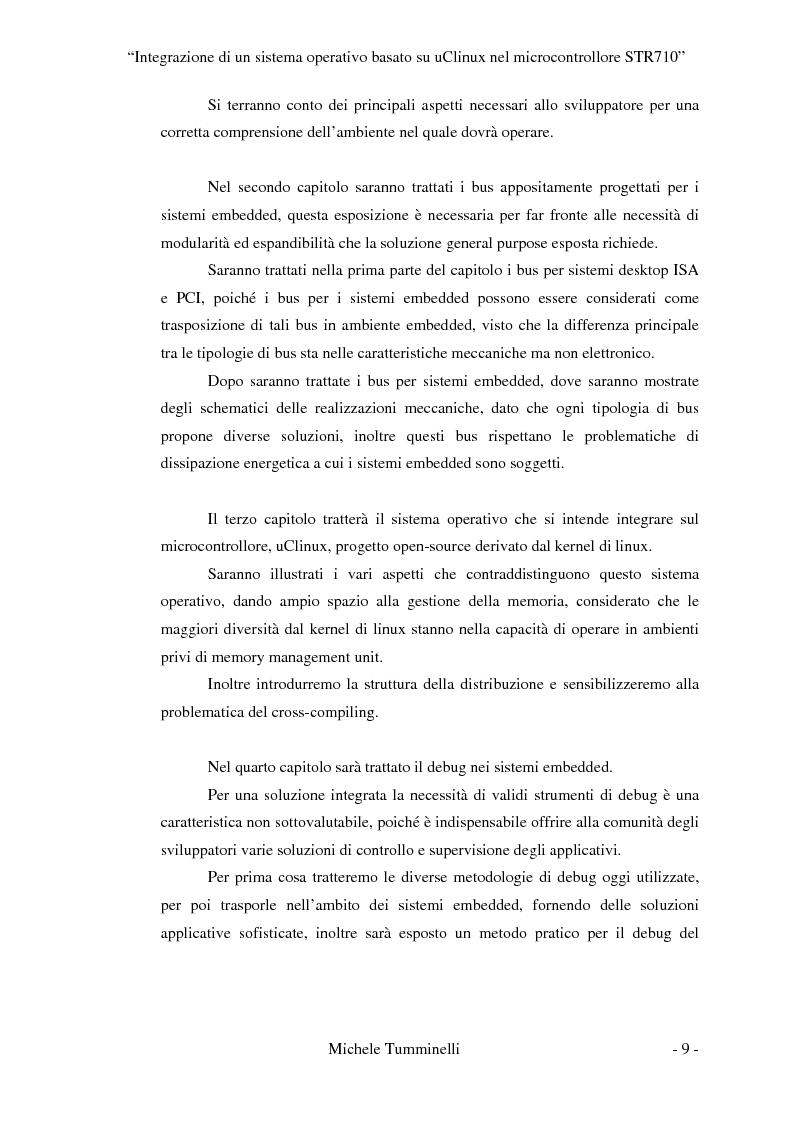 Anteprima della tesi: Integrazione di un sistema operativo basato su μClinux nel microcontrollore STR710, Pagina 4