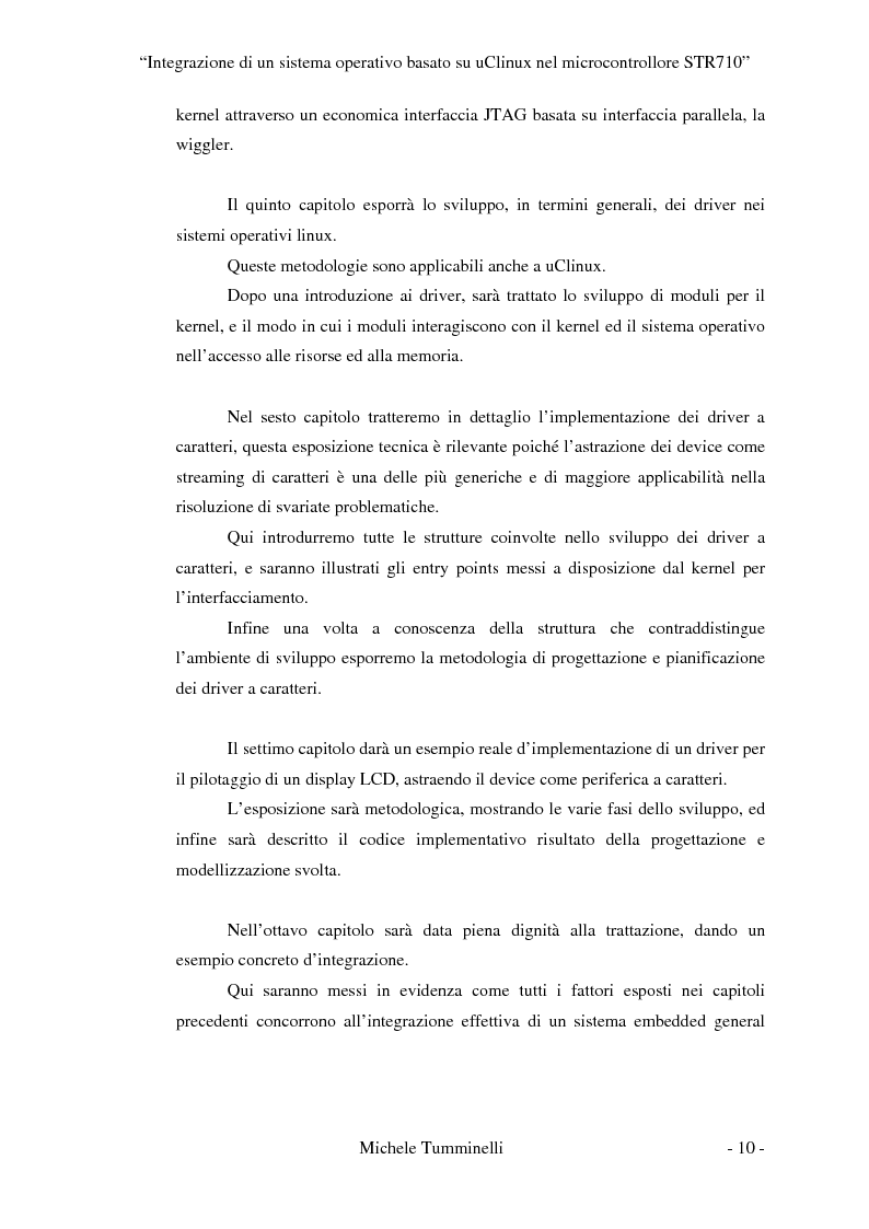 Anteprima della tesi: Integrazione di un sistema operativo basato su μClinux nel microcontrollore STR710, Pagina 5