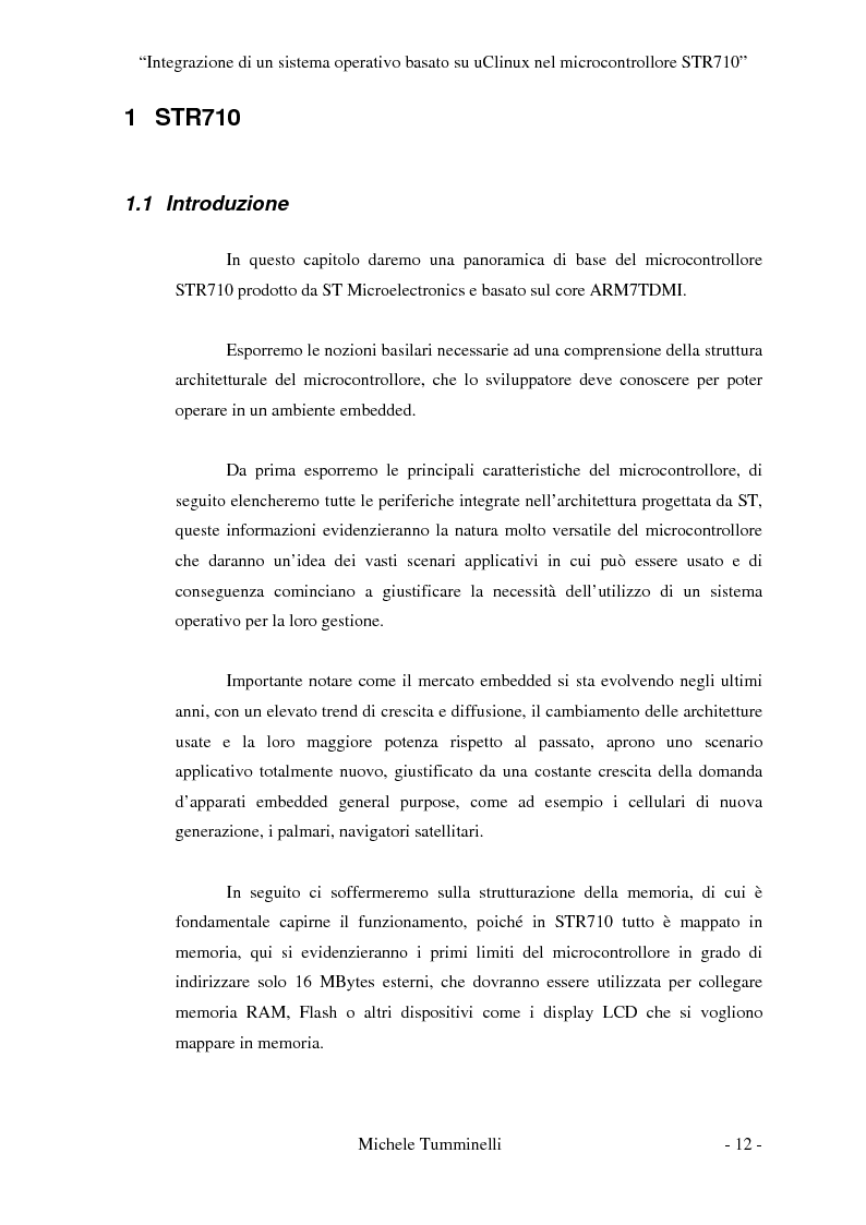 Anteprima della tesi: Integrazione di un sistema operativo basato su μClinux nel microcontrollore STR710, Pagina 7