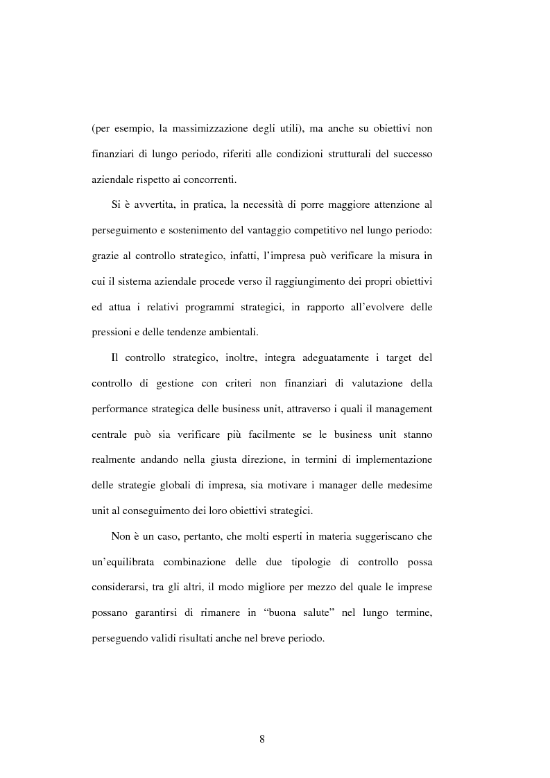 Anteprima della tesi: Dal controllo di gestione al controllo strategico: il caso Sorin Biomedica SPA, Pagina 5