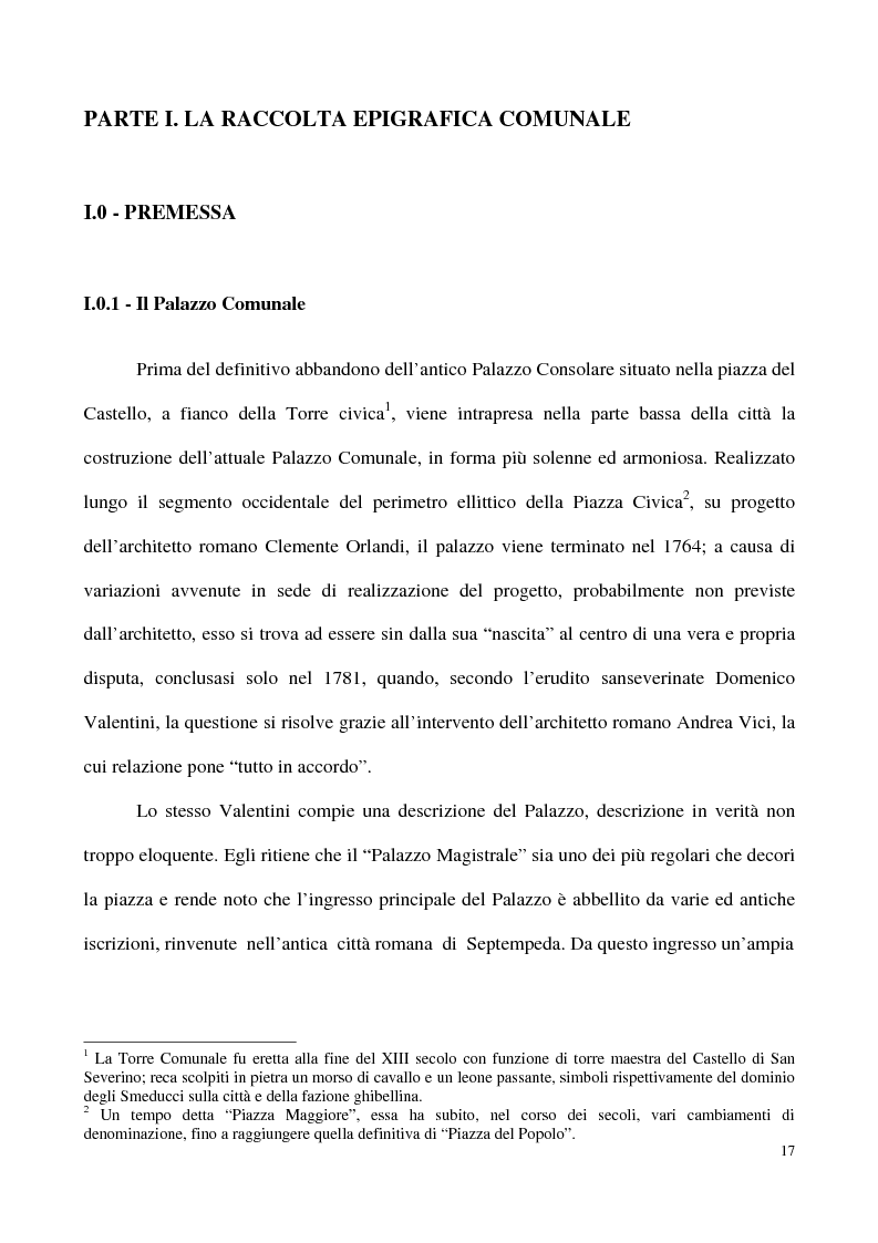 Anteprima della tesi: Raccolta Epigrafica Comunale e Collezione Pascucci: i nuclei storici del Museo Civico Archeologico di San Severino Marche, Pagina 11