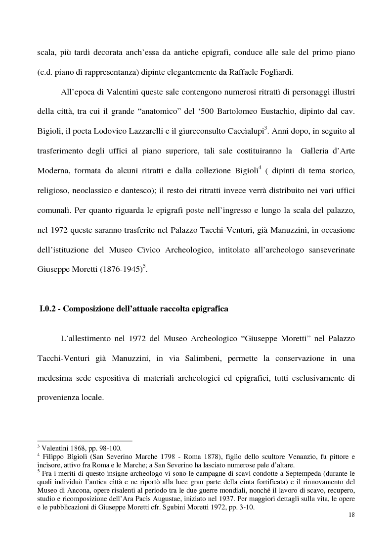Anteprima della tesi: Raccolta Epigrafica Comunale e Collezione Pascucci: i nuclei storici del Museo Civico Archeologico di San Severino Marche, Pagina 12