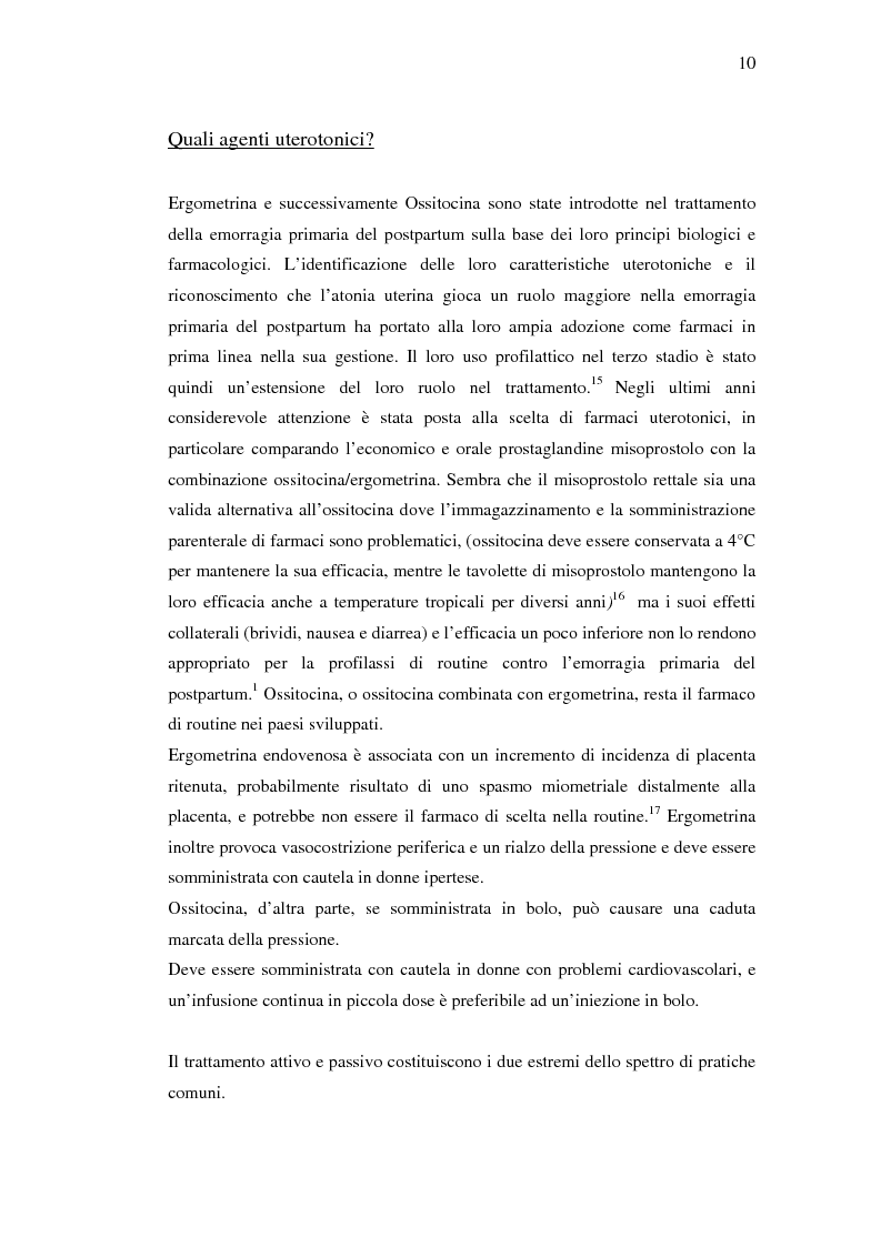Anteprima della tesi: Nuovi trattamenti dell'atonia postpartum. Studio clinico di 7 pazienti con emorragia severa intrapartum, Pagina 8