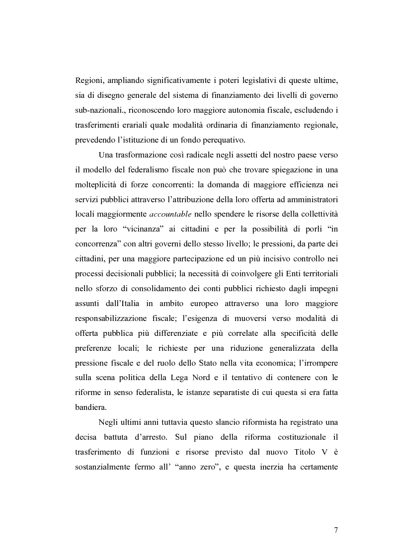 Anteprima della tesi: L'attuazione del federalismo fiscale: il contributo della Corte Costituzionale, Pagina 3