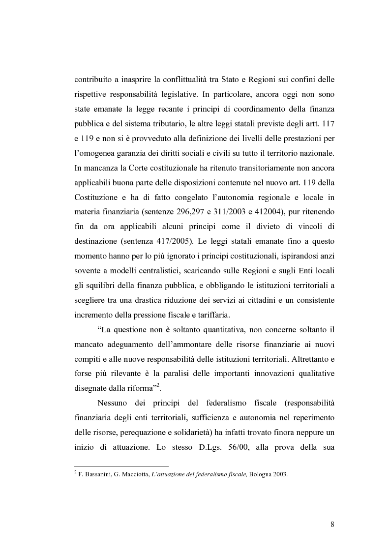 Anteprima della tesi: L'attuazione del federalismo fiscale: il contributo della Corte Costituzionale, Pagina 4