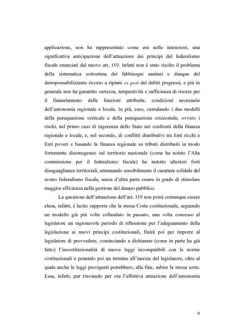 Anteprima della tesi: L'attuazione del federalismo fiscale: il contributo della Corte Costituzionale, Pagina 5
