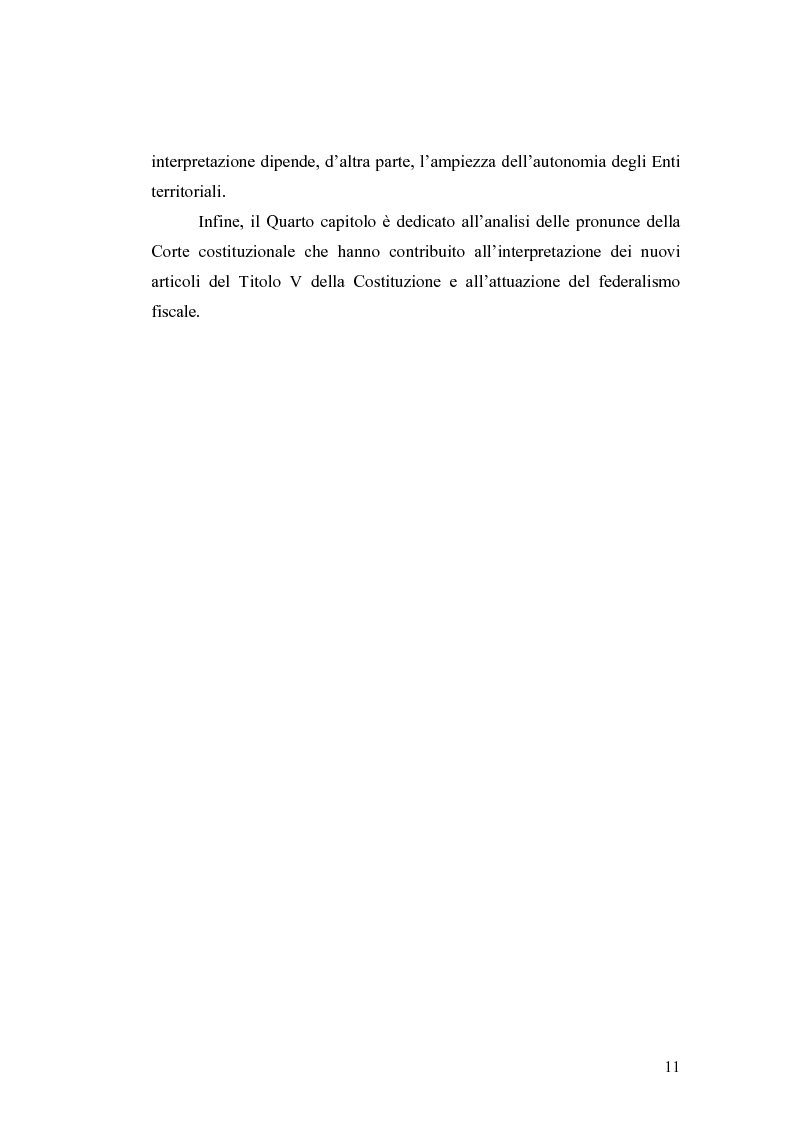 Anteprima della tesi: L'attuazione del federalismo fiscale: il contributo della Corte Costituzionale, Pagina 7
