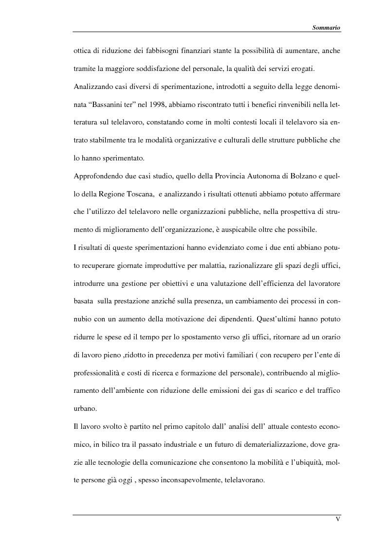 Anteprima della tesi: Nuove prospettive per il telelavoro: analisi dei principali progetti per la pubblica amministrazione, Pagina 2
