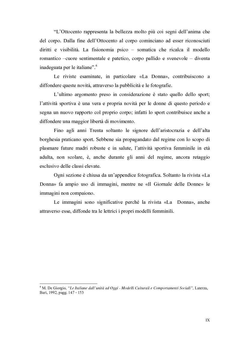 Anteprima della tesi: La figura della donna attraverso l'analisi di due riviste femminili del periodo fascista: Il Giornale delle Donne e La Donna, 1921-1935, Pagina 5