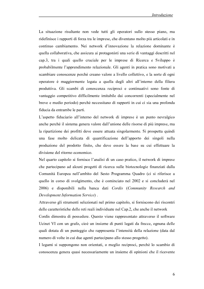 Anteprima della tesi: Applicazione di temi di analisi dei network alle filiere innovative, Pagina 6