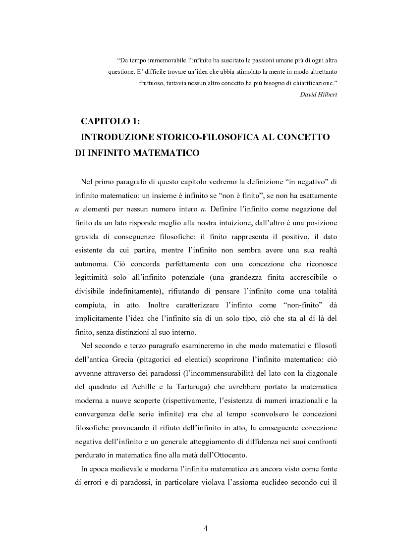 Anteprima della tesi: Il concetto di infinito nella teoria assiomatica degli insiemi, Pagina 3