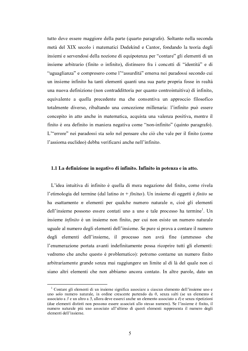 Anteprima della tesi: Il concetto di infinito nella teoria assiomatica degli insiemi, Pagina 4