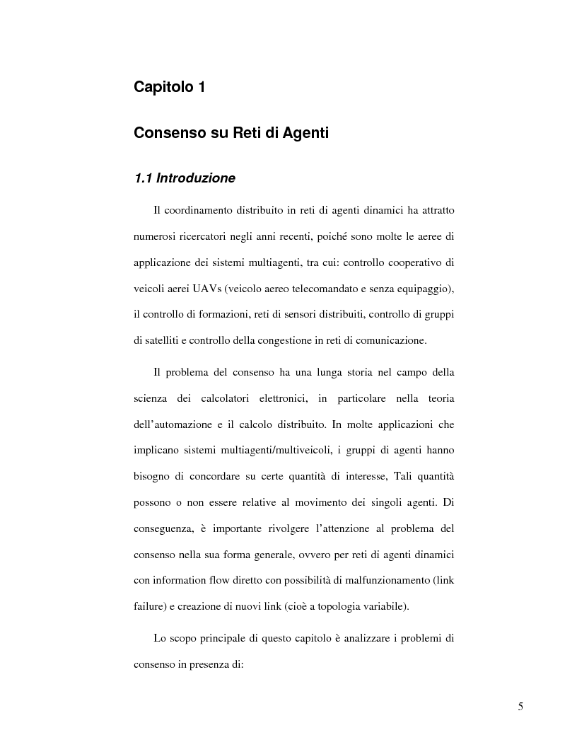 Anteprima della tesi: Strategie di consenso per il filtraggio, la fusione e la stima dei parametri in Reti di Agenti, Pagina 3