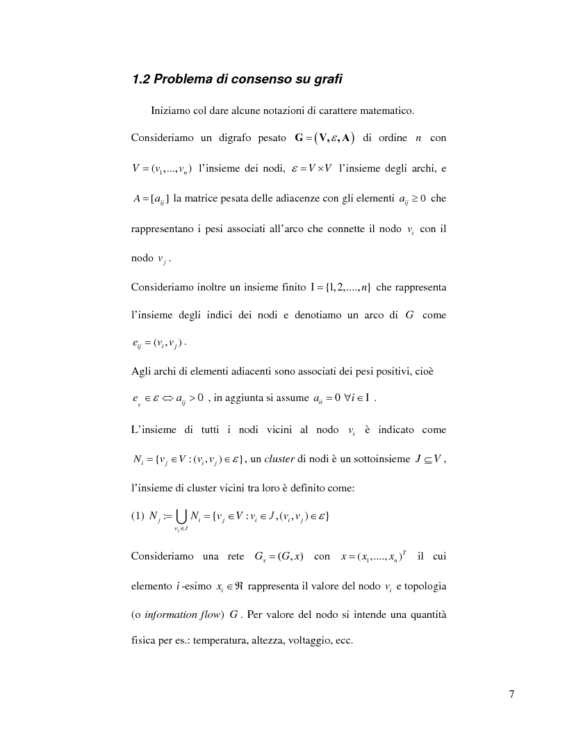 Anteprima della tesi: Strategie di consenso per il filtraggio, la fusione e la stima dei parametri in Reti di Agenti, Pagina 5