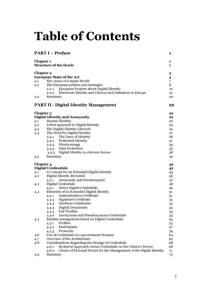 Indice della tesi: The eGovernment Digital Credentials, Pagina 1