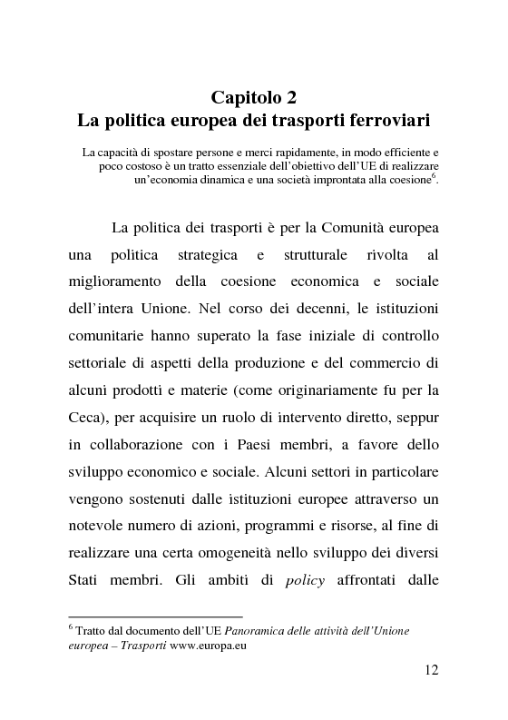Anteprima della tesi: L'impatto delle politiche europee sulla riorganizzazione delle ferrovie italiane, Pagina 12