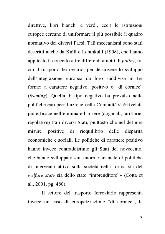 Anteprima della tesi: L'impatto delle politiche europee sulla riorganizzazione delle ferrovie italiane, Pagina 3
