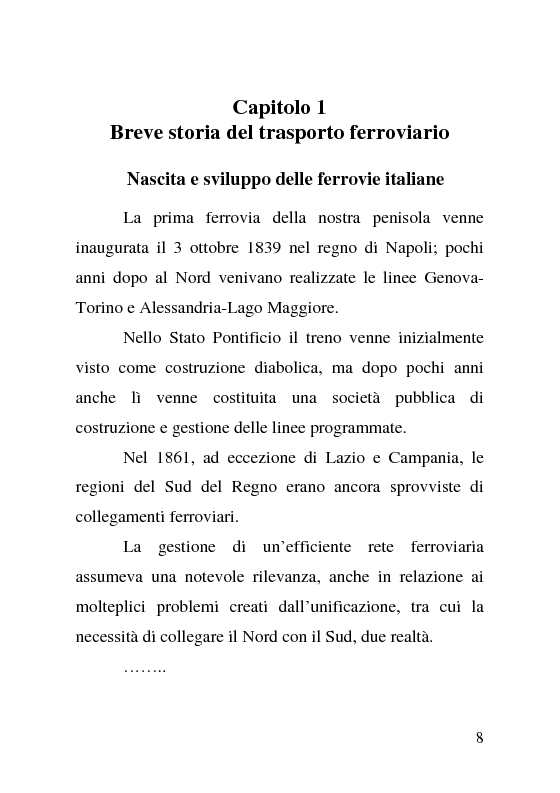 Anteprima della tesi: L'impatto delle politiche europee sulla riorganizzazione delle ferrovie italiane, Pagina 8