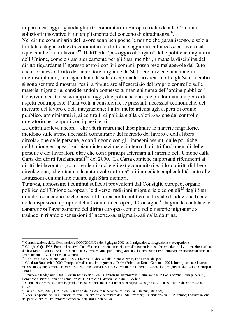 Anteprima della tesi: La politica comunitaria in materia di lavoro degli extracomunitari, Pagina 3