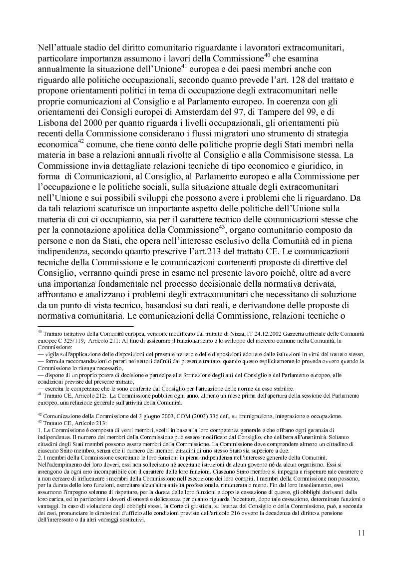 Anteprima della tesi: La politica comunitaria in materia di lavoro degli extracomunitari, Pagina 8