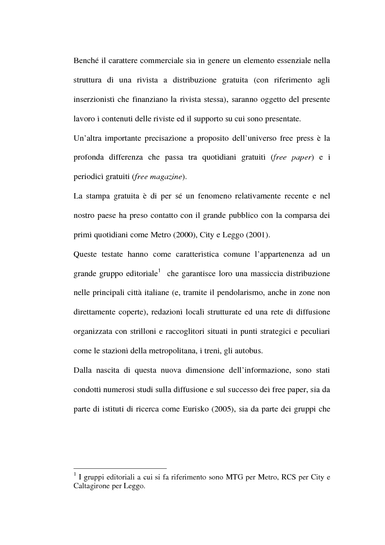 Anteprima della tesi: Le riviste periodiche a distribuzione gratuita, Pagina 5