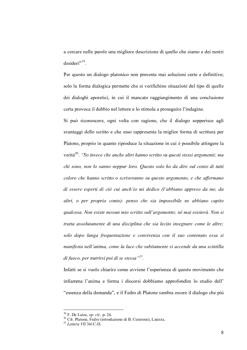 Anteprima della tesi: Forma dialogica e dialettica nel Fedro, Pagina 8