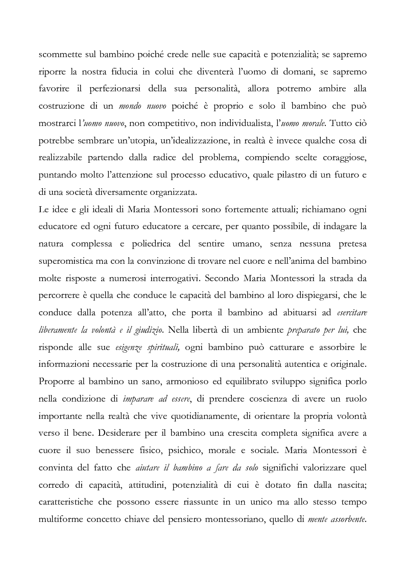 Anteprima della tesi: L'educazione del cuore nel pensiero pedagogico di Maria Montessori, Pagina 2