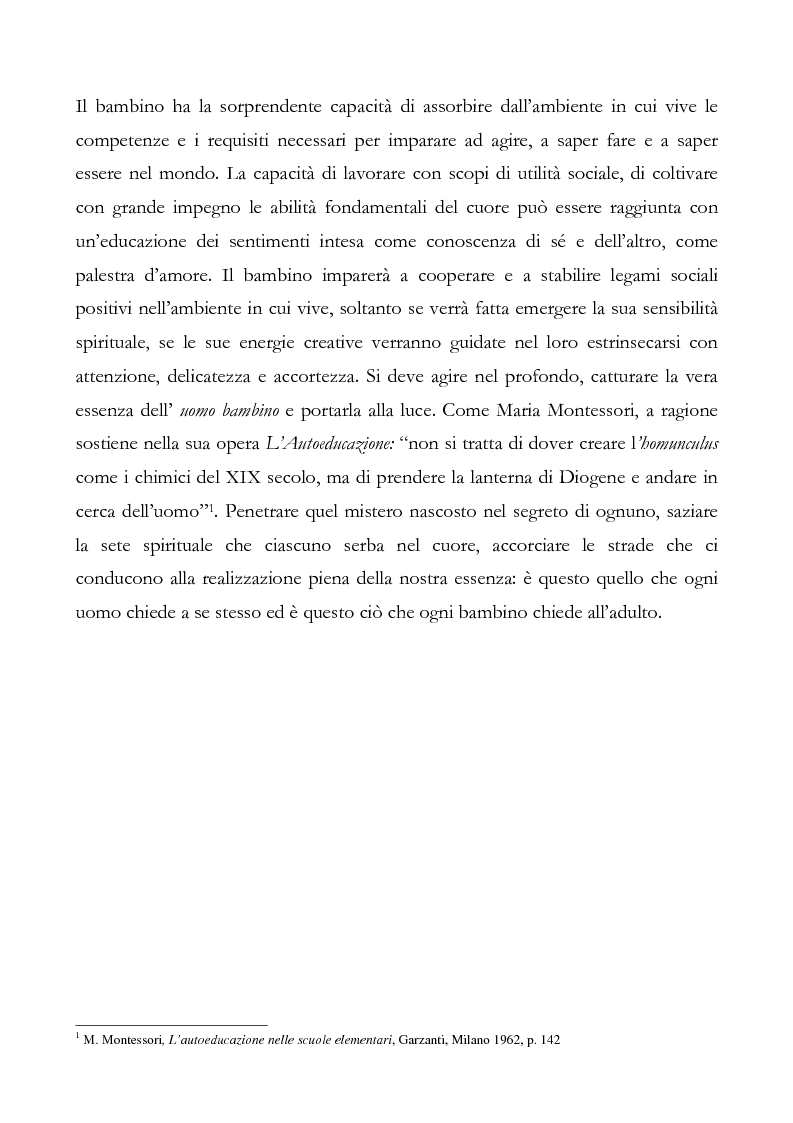 Anteprima della tesi: L'educazione del cuore nel pensiero pedagogico di Maria Montessori, Pagina 3