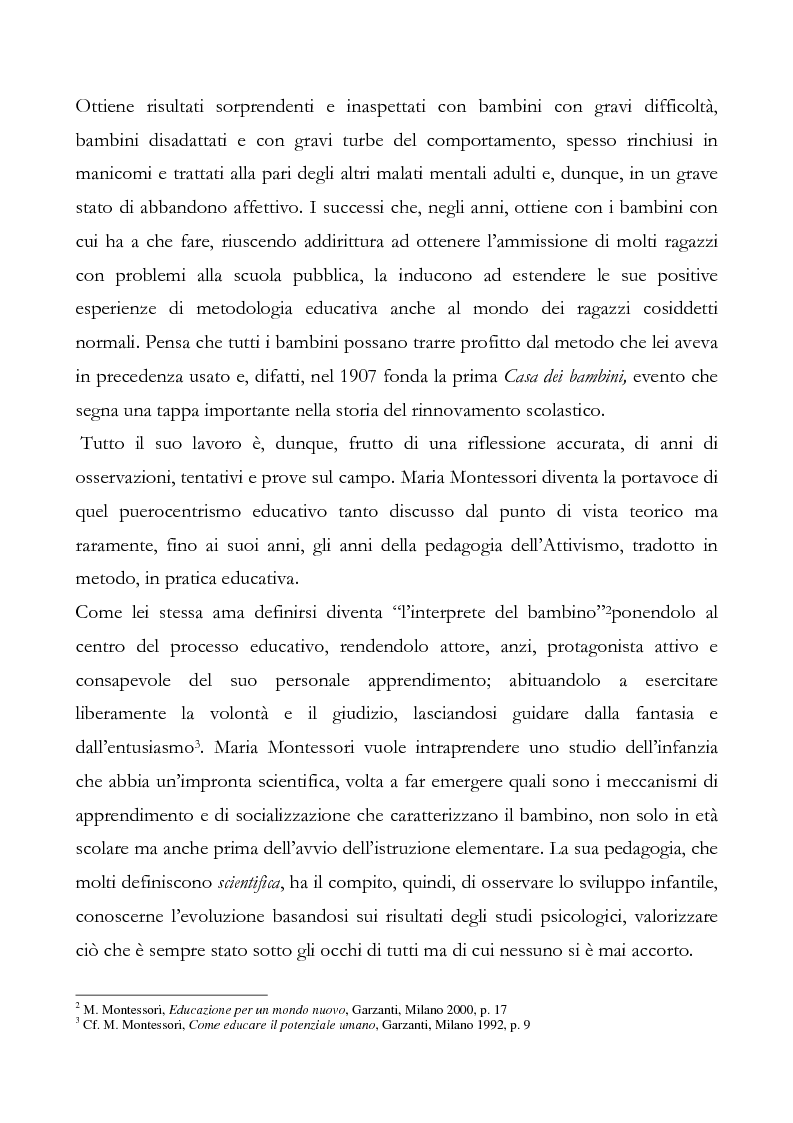 Anteprima della tesi: L'educazione del cuore nel pensiero pedagogico di Maria Montessori, Pagina 5