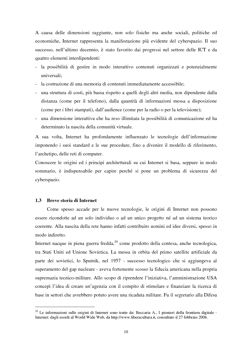 Anteprima della tesi: La sicurezza del cyberspazio: analisi e considerazioni, Pagina 10