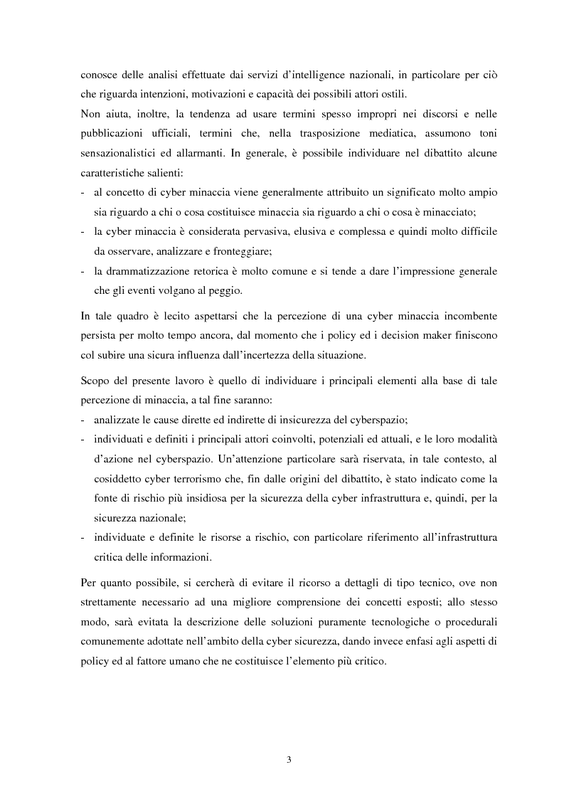 Anteprima della tesi: La sicurezza del cyberspazio: analisi e considerazioni, Pagina 3