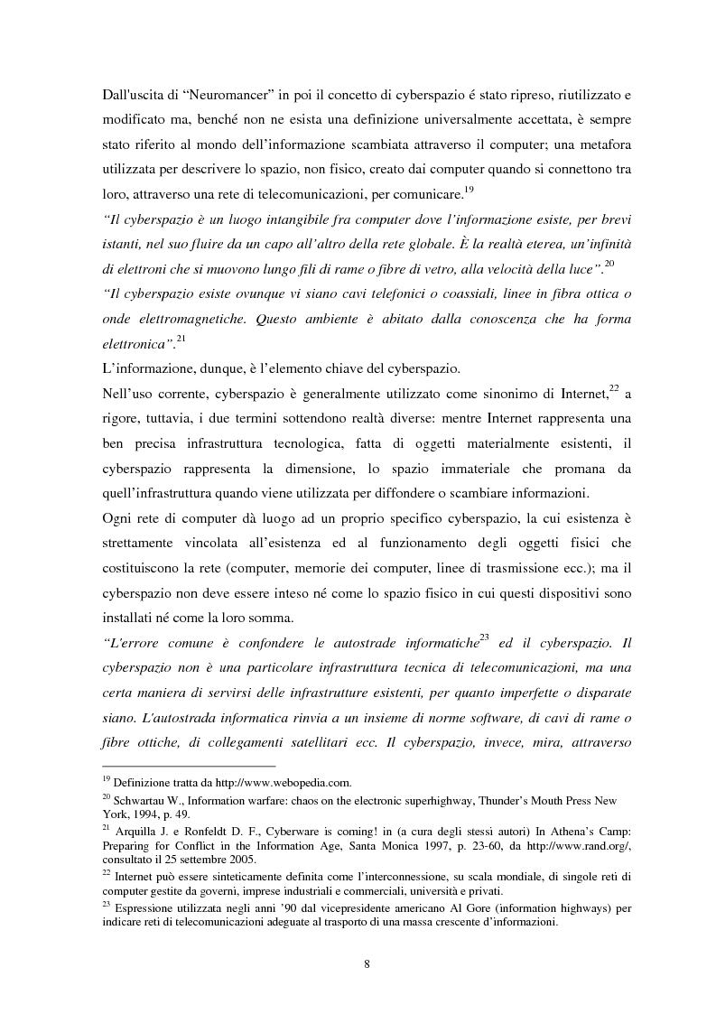 Anteprima della tesi: La sicurezza del cyberspazio: analisi e considerazioni, Pagina 8