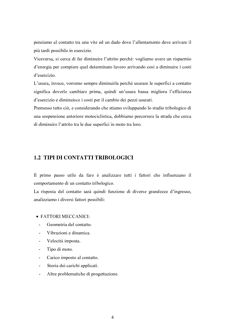 Anteprima della tesi: Problematiche nella caratterizzazione tribologica delle superfici funzionanti di contatto in una sospensione motociclistica, Pagina 3