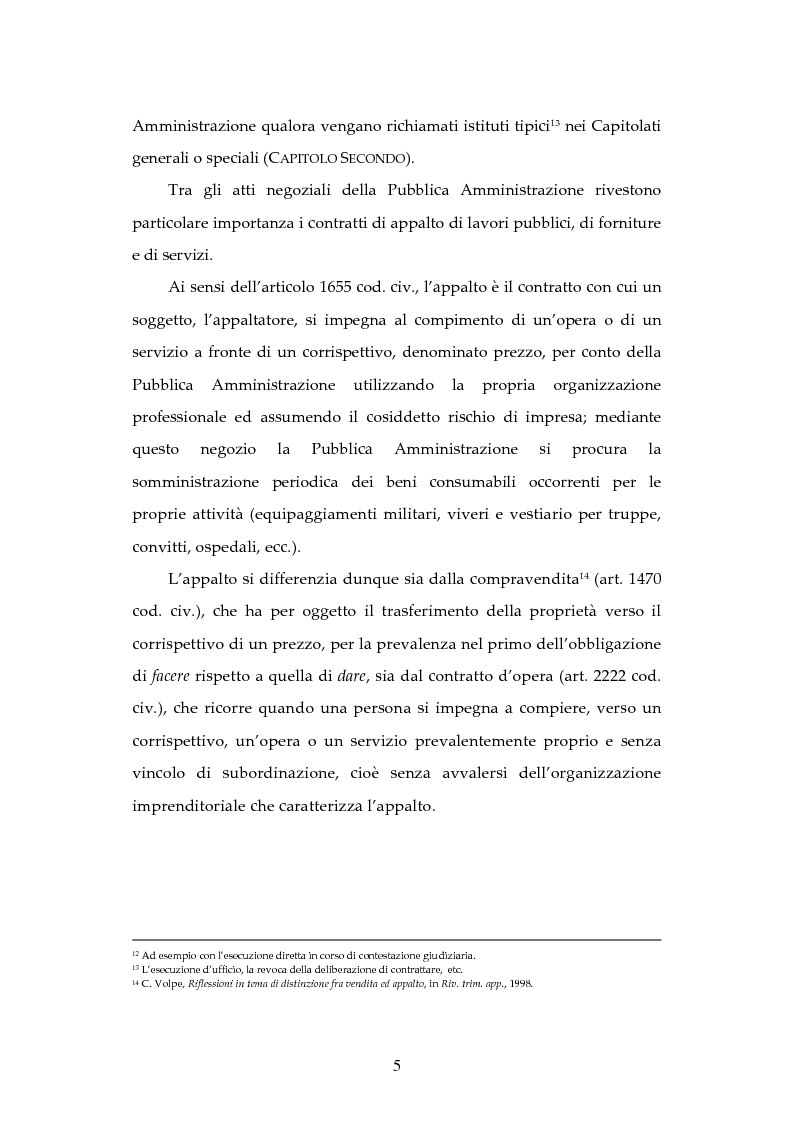Anteprima della tesi: L'attività contrattuale per l'approvvigionamento di beni e servizi nell'amministrazione militare alla luce del nuovo codice dei contratti pubblici (D. Lgs. 163/2006), Pagina 5