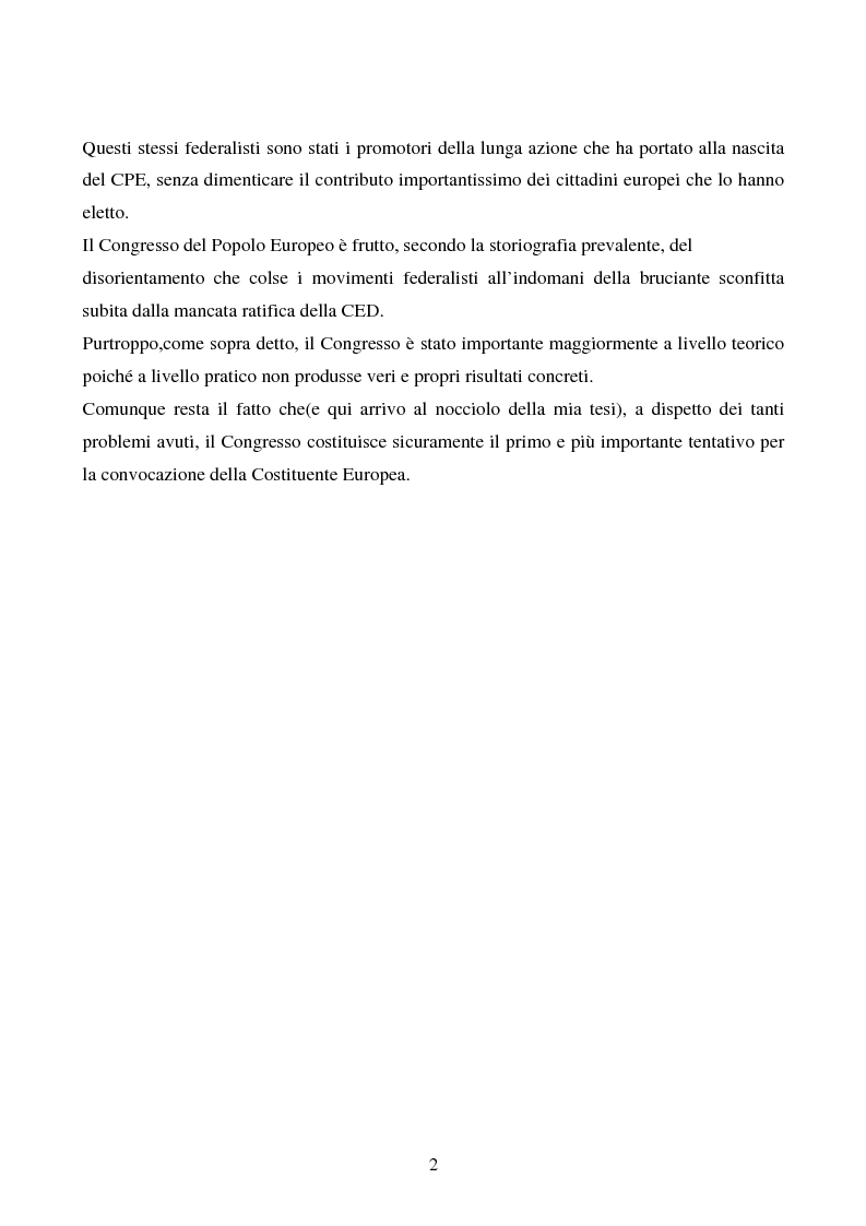 Anteprima della tesi: Il congresso del Popolo Europeo sulle pagine di Europa Federata, Pagina 2