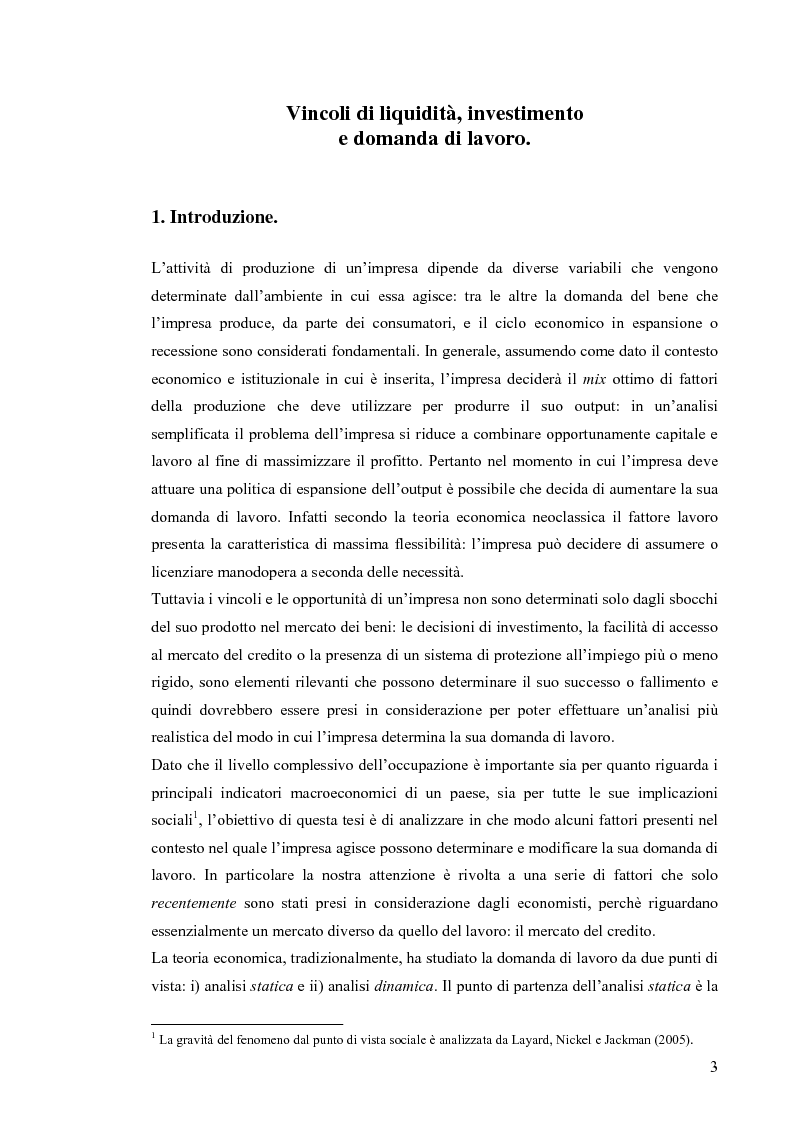 Anteprima della tesi: Vincoli di liquidità, investimenti e domanda di lavoro, Pagina 2