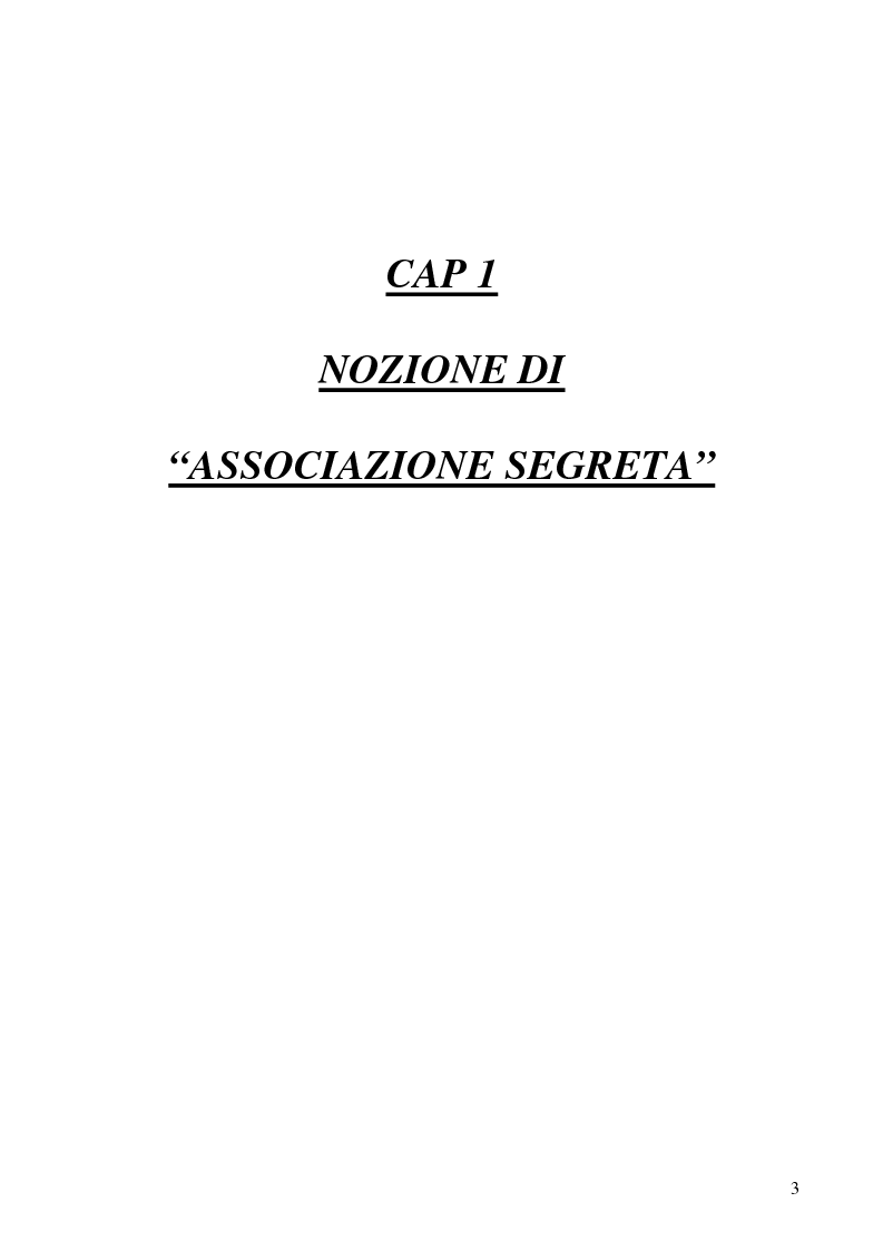 Anteprima della tesi: Associazioni segrete: lineamenti penali (Loggia P2 - Golpe Borghese - Gladio - Archivio Mitrokhin), Pagina 1