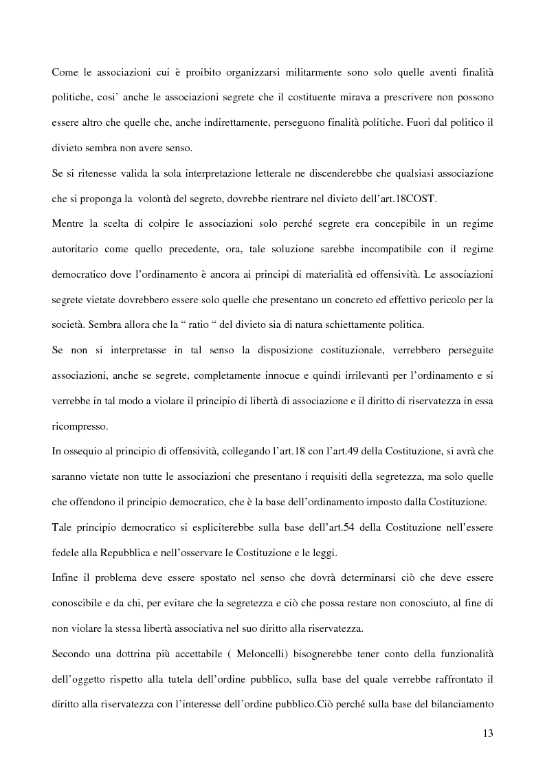 Anteprima della tesi: Associazioni segrete: lineamenti penali (Loggia P2 - Golpe Borghese - Gladio - Archivio Mitrokhin), Pagina 11
