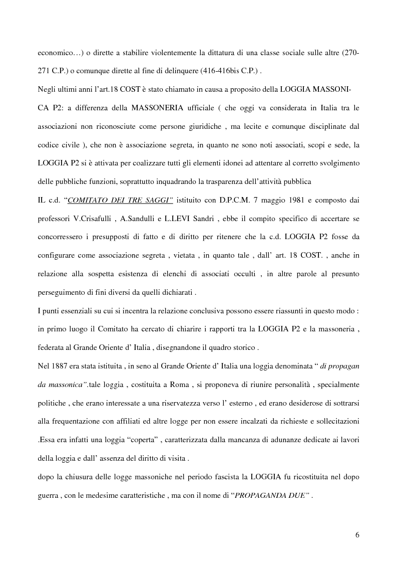 Anteprima della tesi: Associazioni segrete: lineamenti penali (Loggia P2 - Golpe Borghese - Gladio - Archivio Mitrokhin), Pagina 4