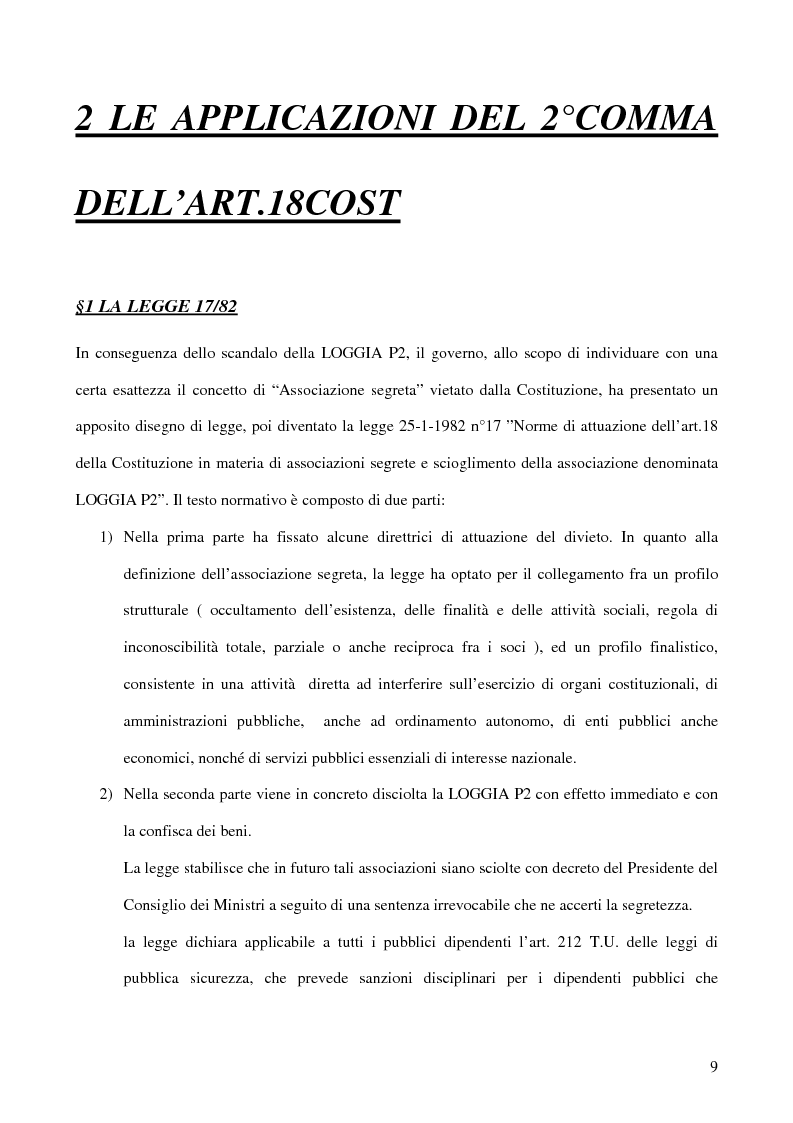 Anteprima della tesi: Associazioni segrete: lineamenti penali (Loggia P2 - Golpe Borghese - Gladio - Archivio Mitrokhin), Pagina 7