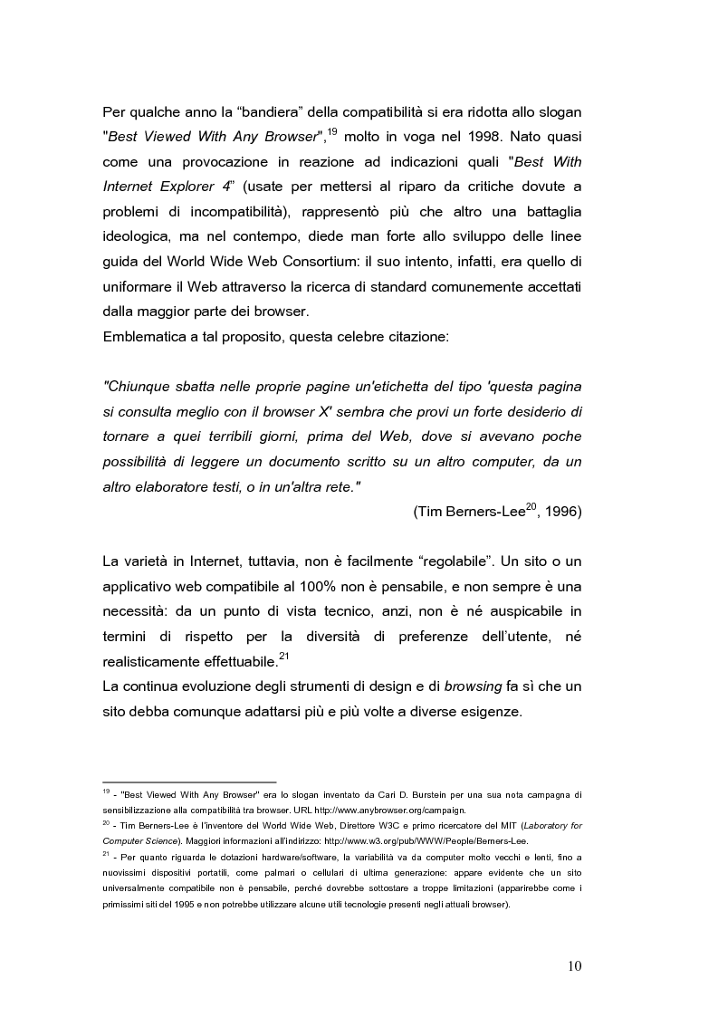 Anteprima della tesi: Siti web e compatibilità con i browser: il sito del gruppo di ricerca eTourism, Pagina 10