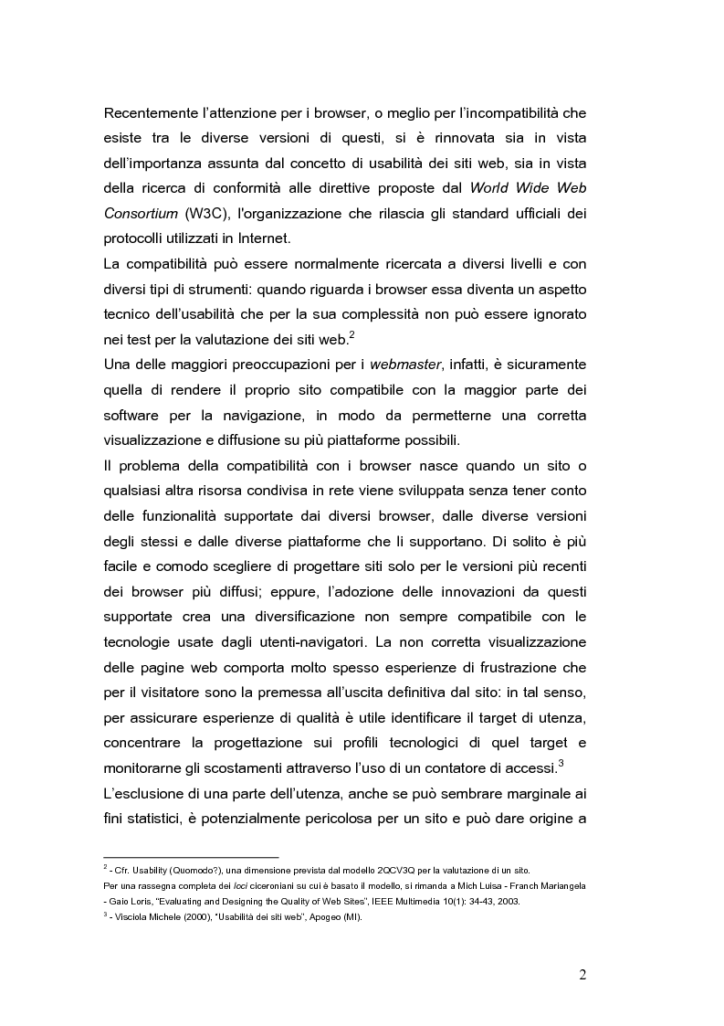 Anteprima della tesi: Siti web e compatibilità con i browser: il sito del gruppo di ricerca eTourism, Pagina 2