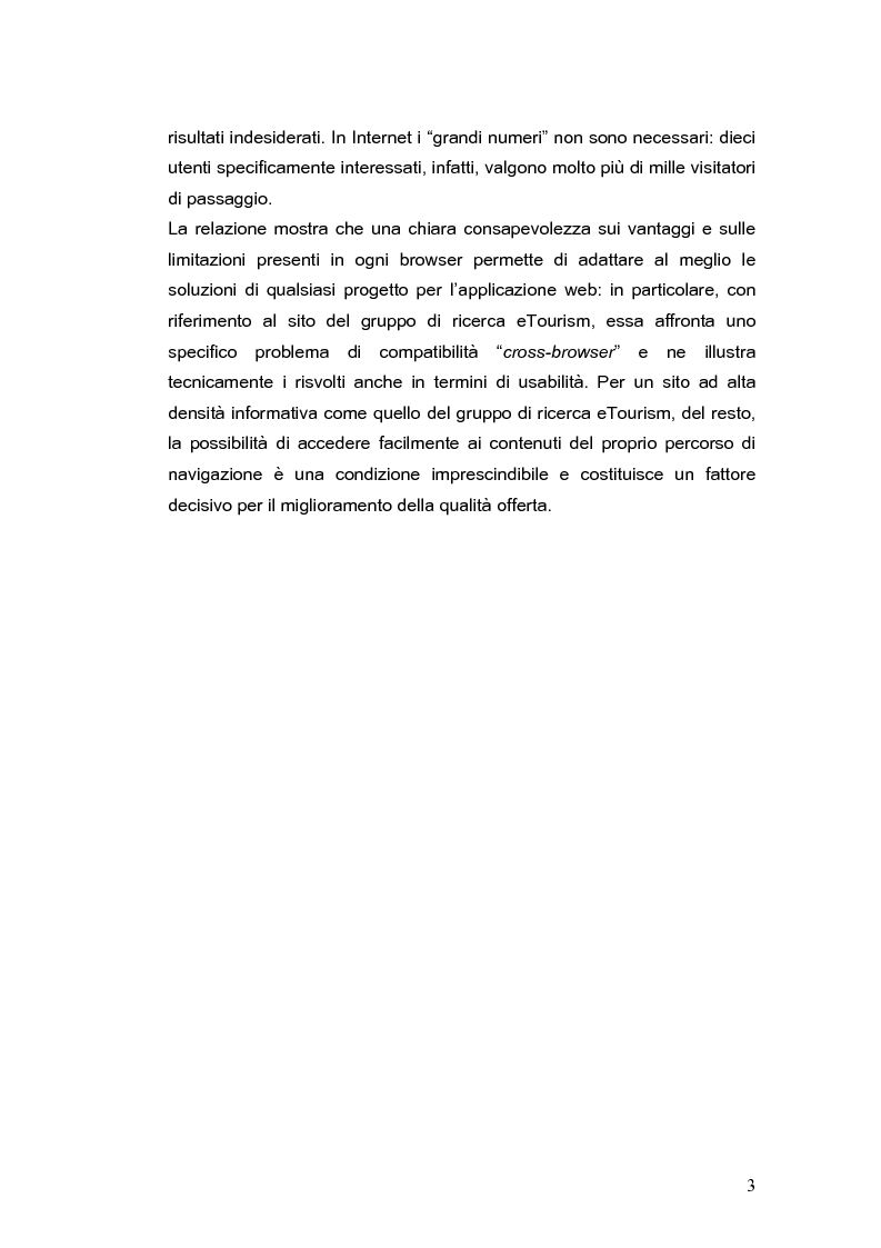 Anteprima della tesi: Siti web e compatibilità con i browser: il sito del gruppo di ricerca eTourism, Pagina 3